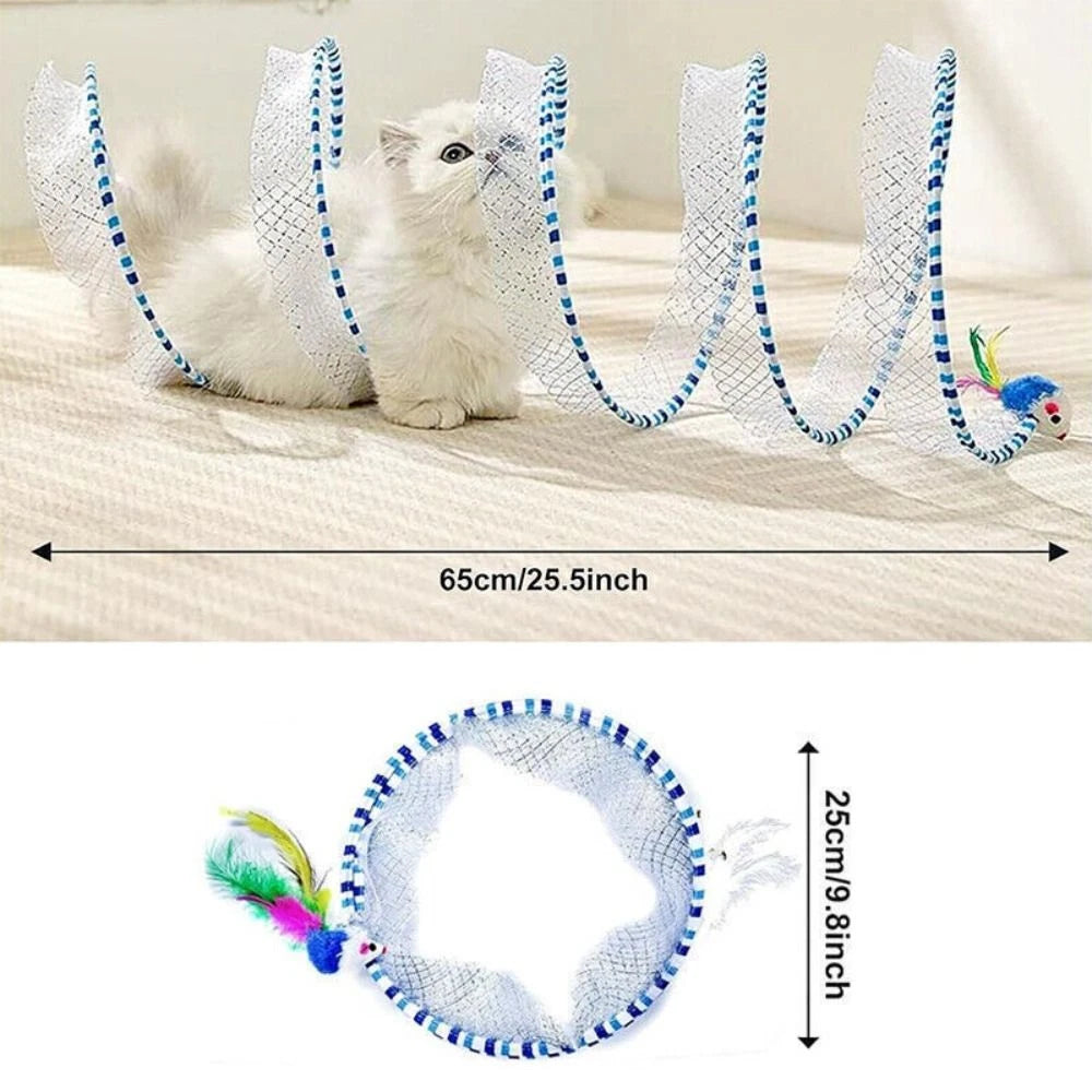 Stretchable Cat Coil Tunnel Toys Foldable Pet Interactive Toy Coil Spiral Toy