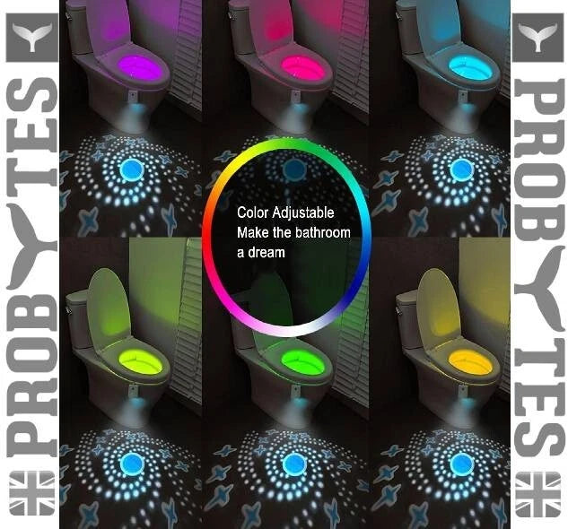 Rechargeable Toilet Bowl Night Light 16 Color LED USB-C PIR Sensor Bathroom Lamp