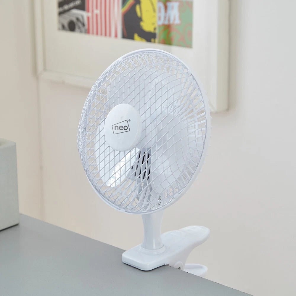 Neo Mini Fan Portable Desktop Clip Base Mount Desk 2 Speed 360 Adjustable Cool