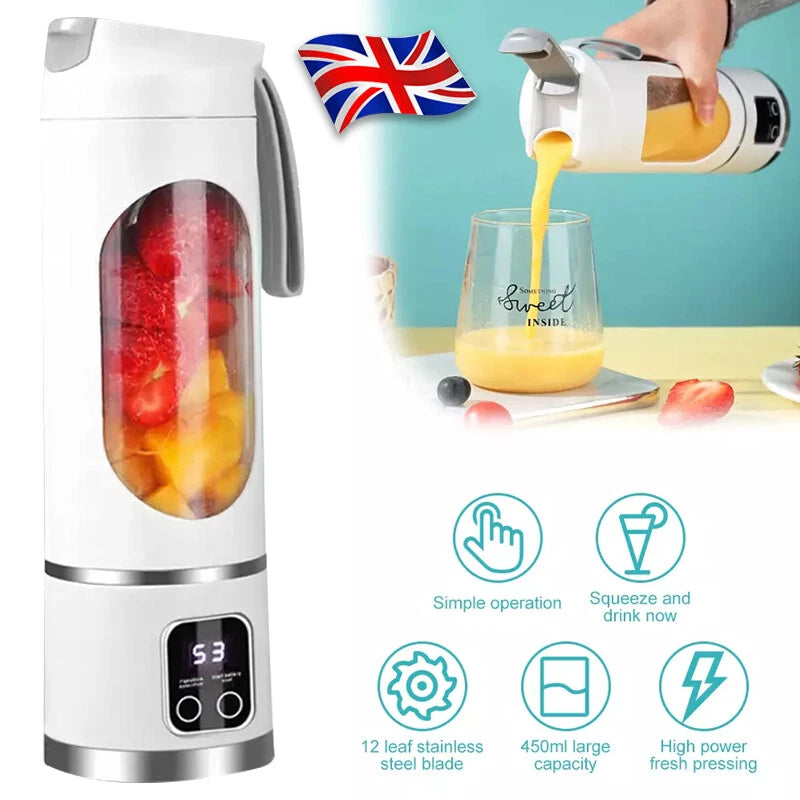 450ml Portable USB Rechargeable Juicer Cup Electric Mixer Blender Smoothie Maker