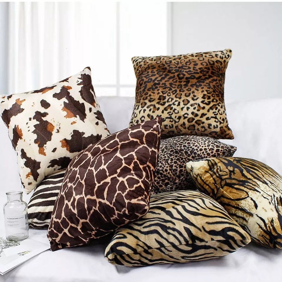 12-28" Leopard Tiger Zebra Print Soft Plush Cushion Cover Pillow Case Home Decor