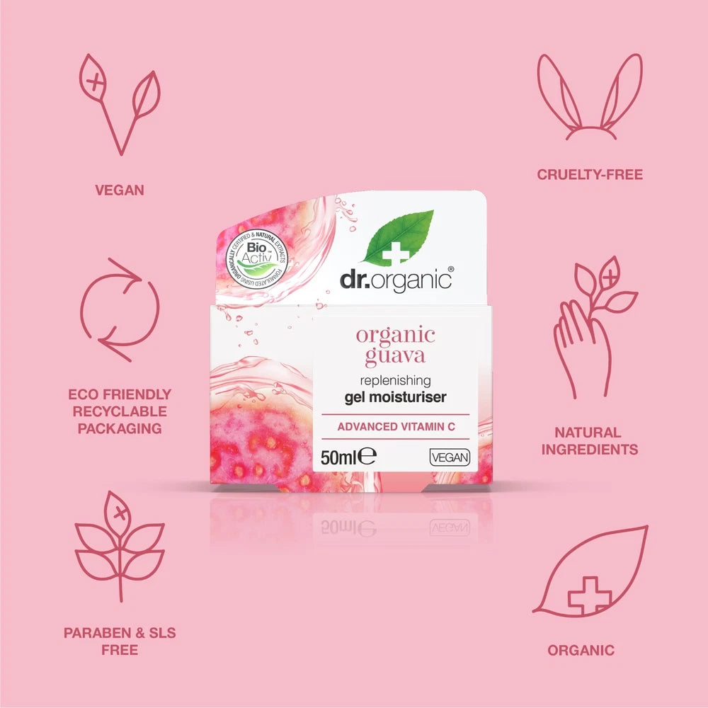 Dr Organic Guava Gel Moisturiser,Vegan,Cruelty-Free,Paraben&SLS-Free,Organic