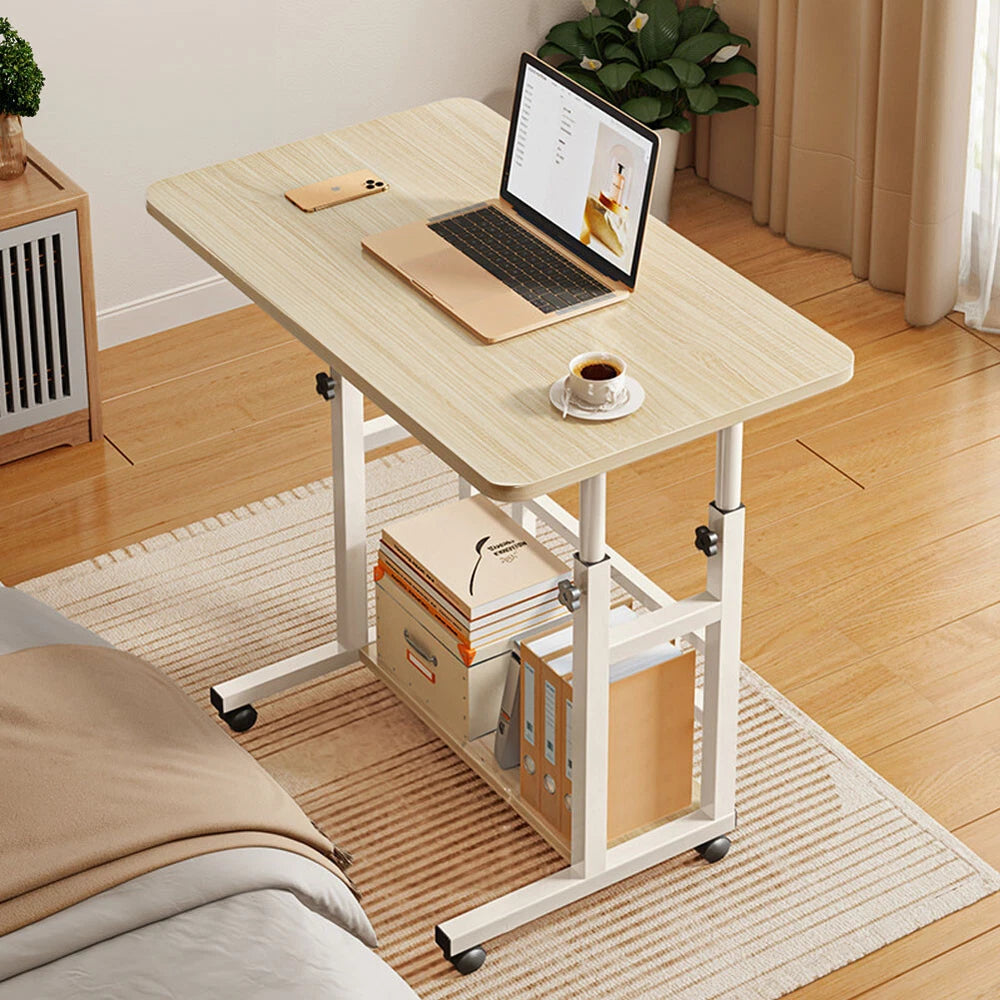 Height Adjustable Small PC Computer Desk Mobile Overbed Table Laptop Stand Shelf