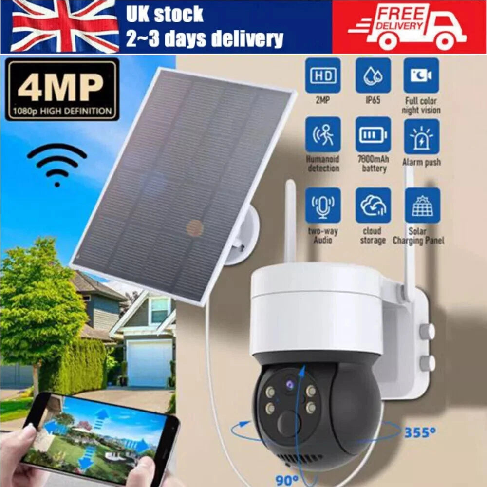Solar Security IP Camera Battery Powered Outdoor Wireless WiFi CCTV PTZ Camera