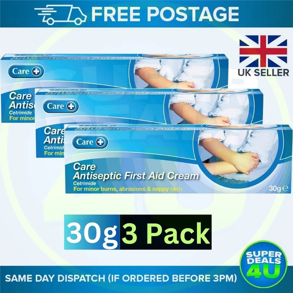 Care Antiseptic First Aid Cream,for Minor Burns,Abrasions and Nappy Rash-30gX3pc