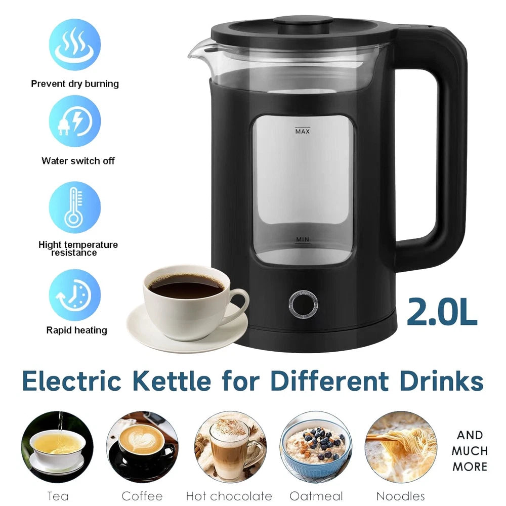 Electric Kettle Fast Boil 1500W Stainless Steel Jug Boil-Dry Protection