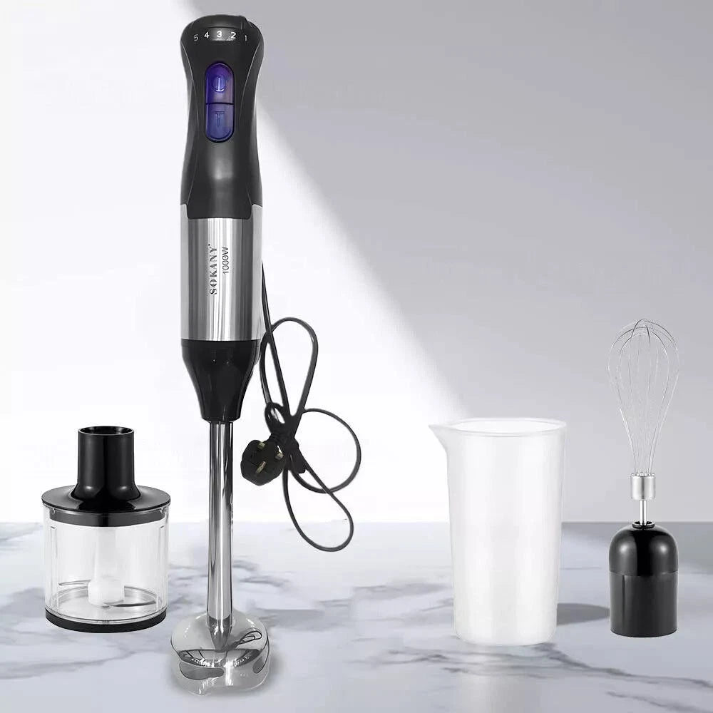 4 in 1 1000W 5 Speed Powerful Hand Held Electric Food Blender Mixer Stick UK