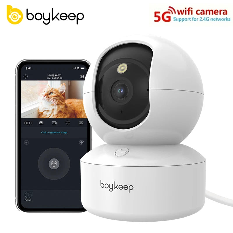 boykeep Security Camera 5G/2.4G Wireless WIFI Indoor Night Vision Wired Cam 2K