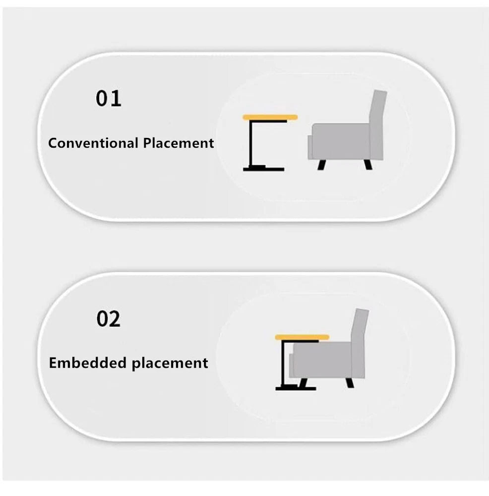 C-Shaped Flip Sofa Side End Table Coffee Laptop Table Living Room Bedroom