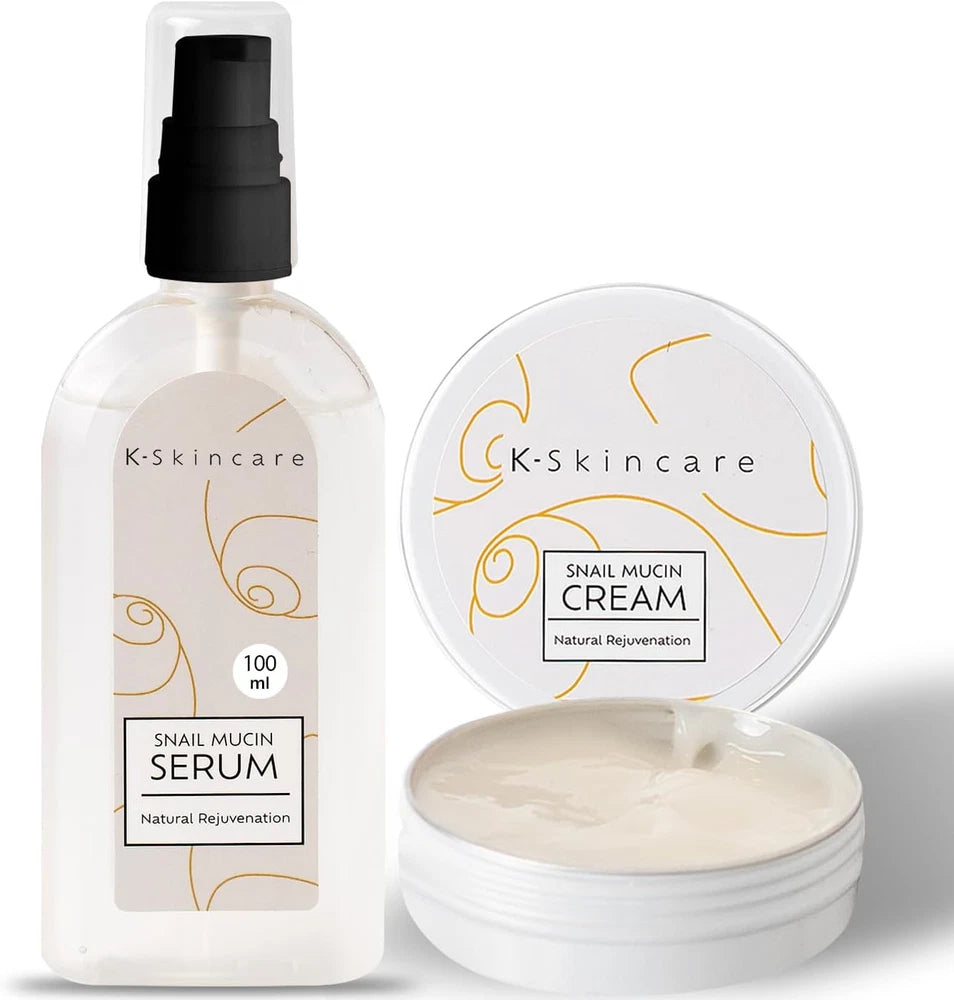 x2 Snail Mucin Cream + Serum & Hyaluronic Acid - All In One Advanced Skin Repair