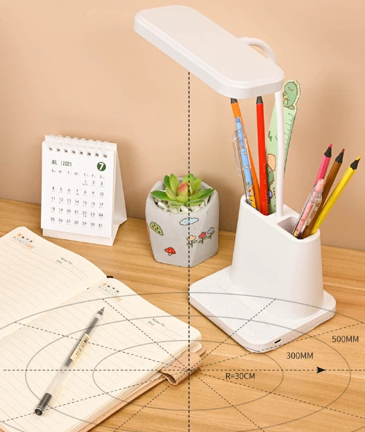 LED Desk Lamp Pen Phone Holder USB Rechargeable Bedroom Reading Light Dimmable