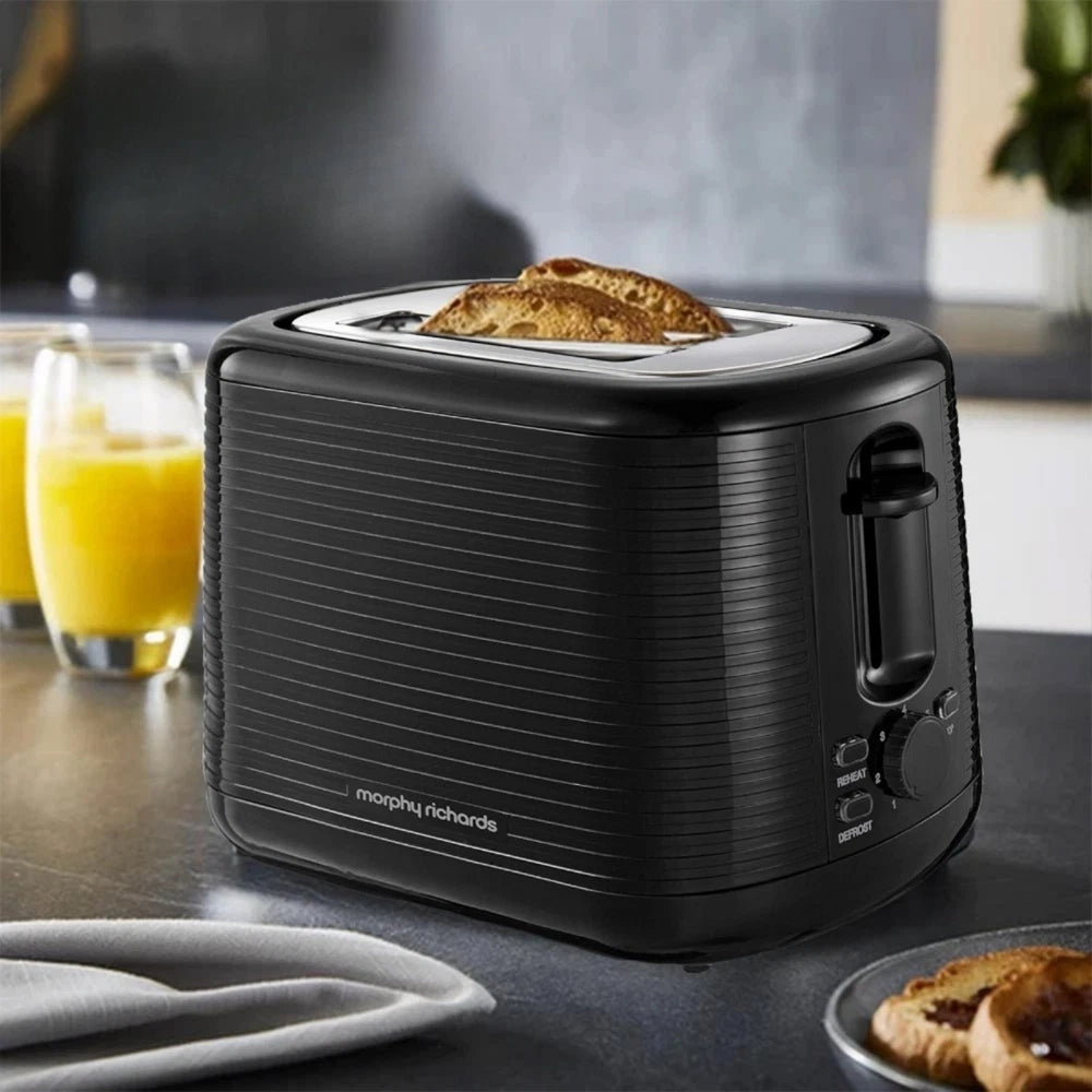 Black Toaster- 2 Slice-Variable Browning -Defrost -Reheat - Extra Wide Slot 850W