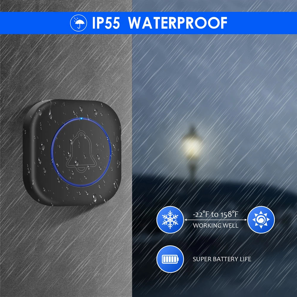Wireless Door Bells 1000ft Long Range Waterproof Home Cordless Doorbell  Battery