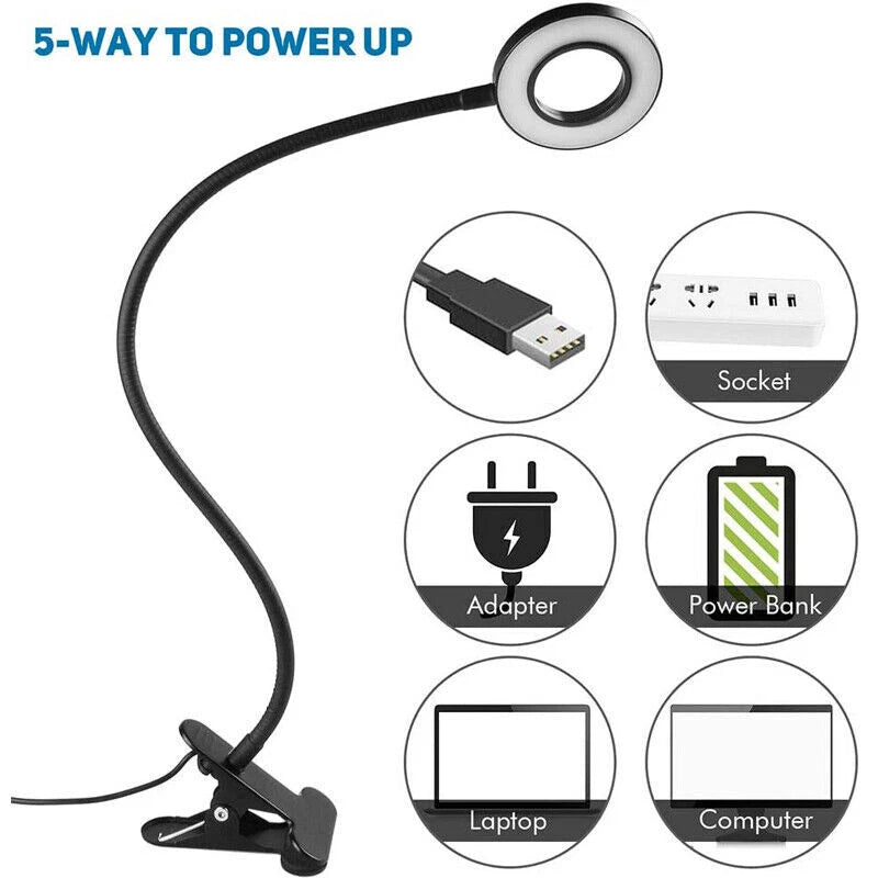 48 LED USB Clamp Clip On Flexible Desk Light Bed Reading Table Study Night Lamp