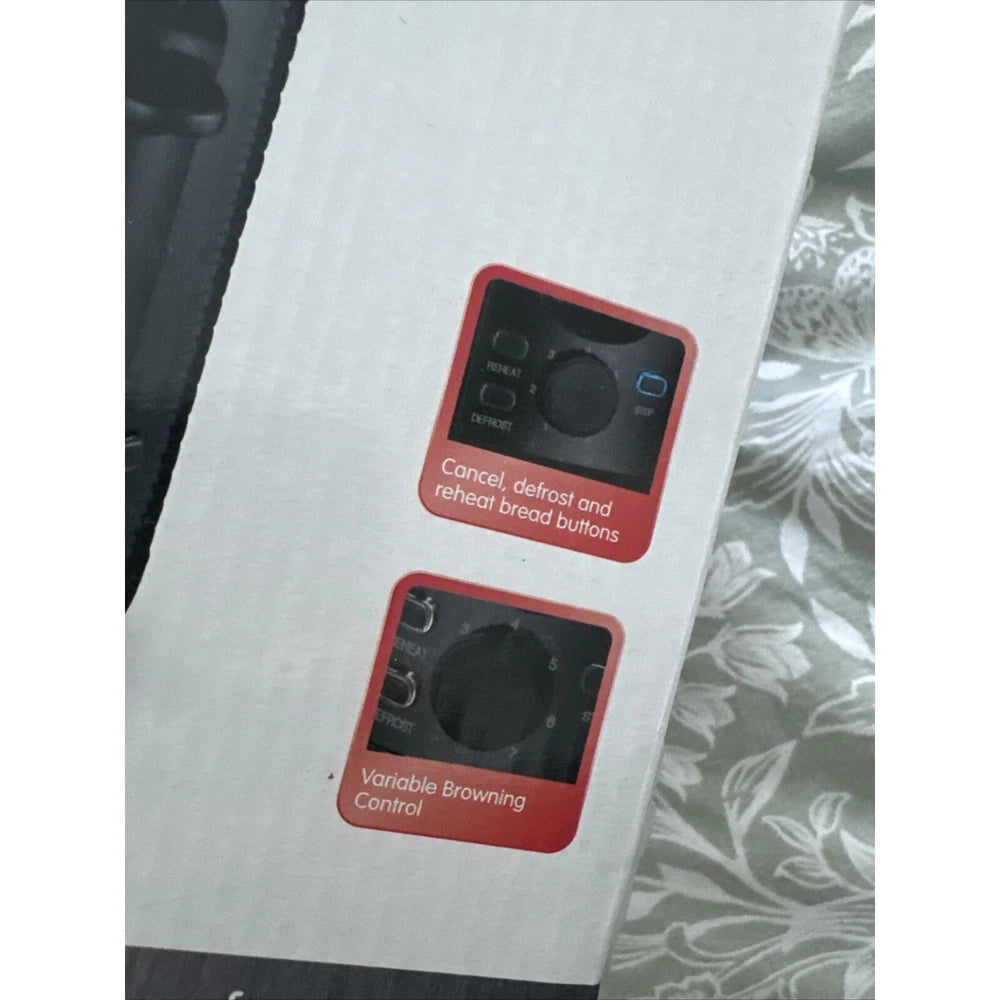 Black Toaster- 2 Slice-Variable Browning -Defrost -Reheat - Extra Wide Slot 850W