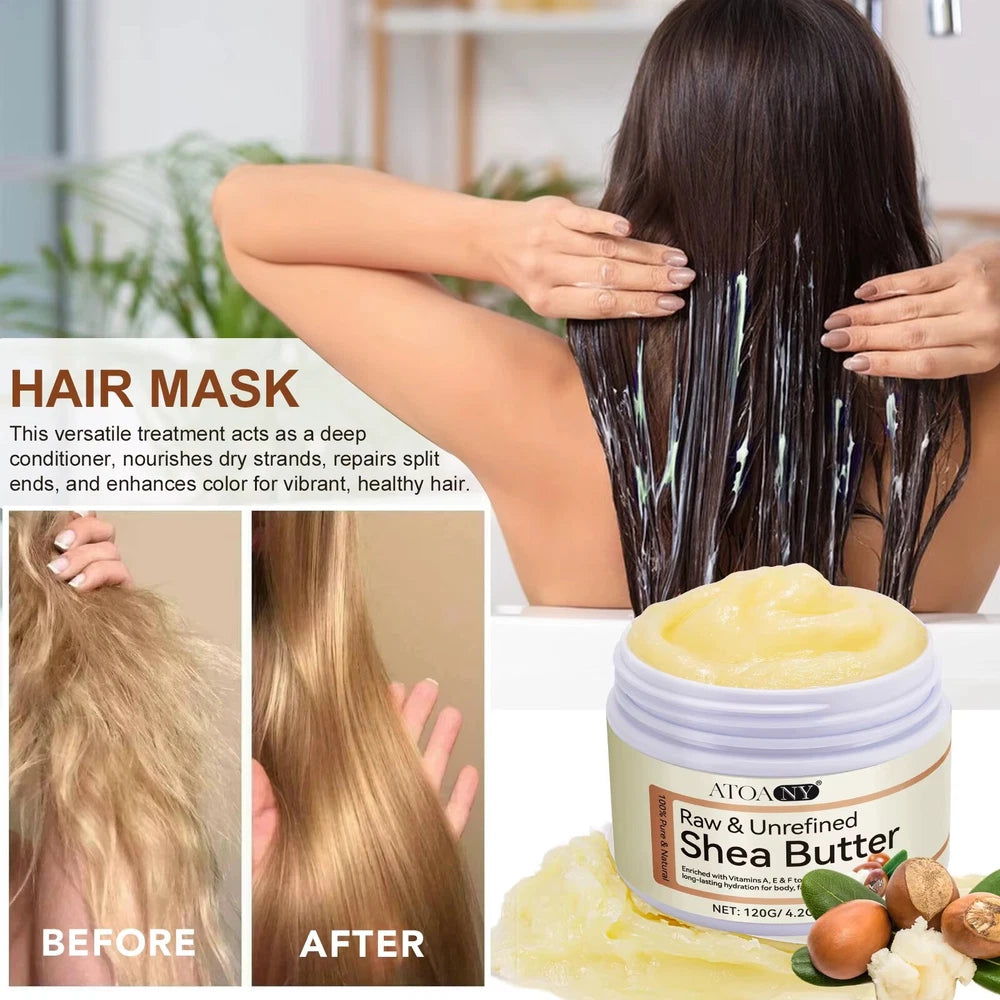 SHEA BUTTER, 100% PURE & NATURAL  Raw Unrefined Skin Body Face MOISTURISER -120g
