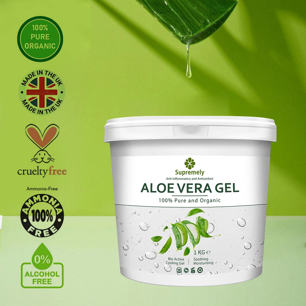 1KG 100% Pure Aloe Vera Gel Multipurpose Soothing Moisturising For Hair & Skin