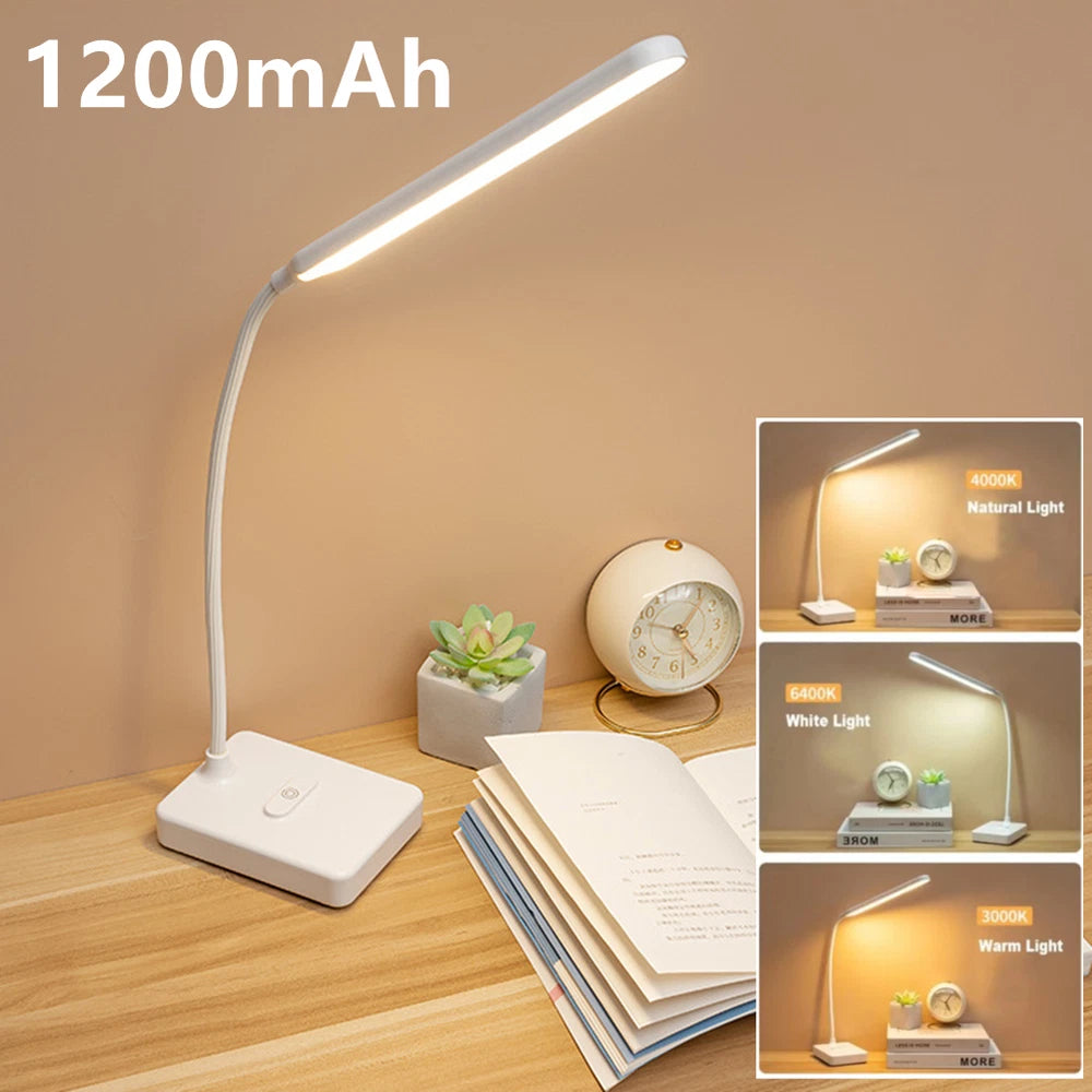 LED Flexible Touch Desk USB Rechargeable Light Bedside Reading Lamp Dimmable