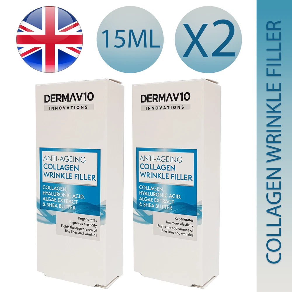 Derma V10 Anti-Ageing Face Cream Deep Wrinkle Collagen Filler 15ml x2