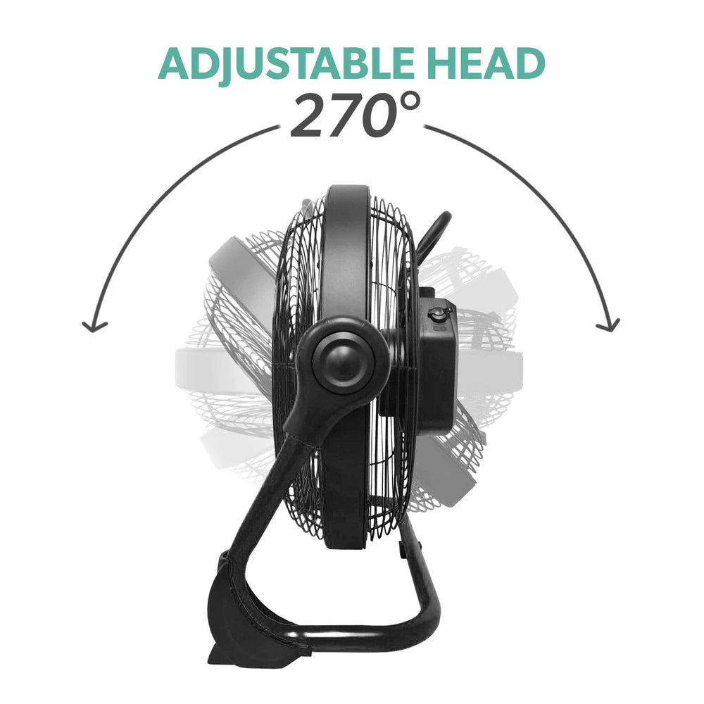 electriQ 12-inch Rechargeable Metal Body Quiet DC Floor Fan - Indoor & Ou ORF12B