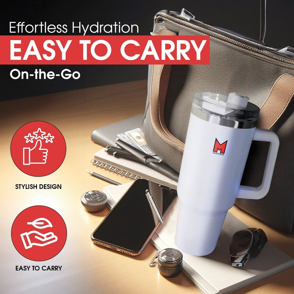 40oz Tumbler Stainless Steel Insulated Travel Mug with Straw and Lid Coffee Mug