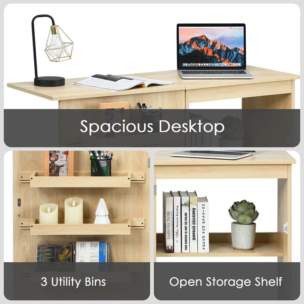 Folding Sewing Table 2 IN 1 Rolling Craft Table Office Desk Workstation