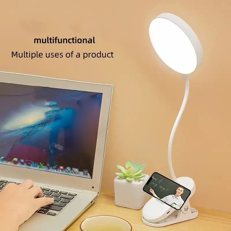 LED USB Rechargeable Clamp Clip On Flexible Desk Light Bed Read Table Night Lamp