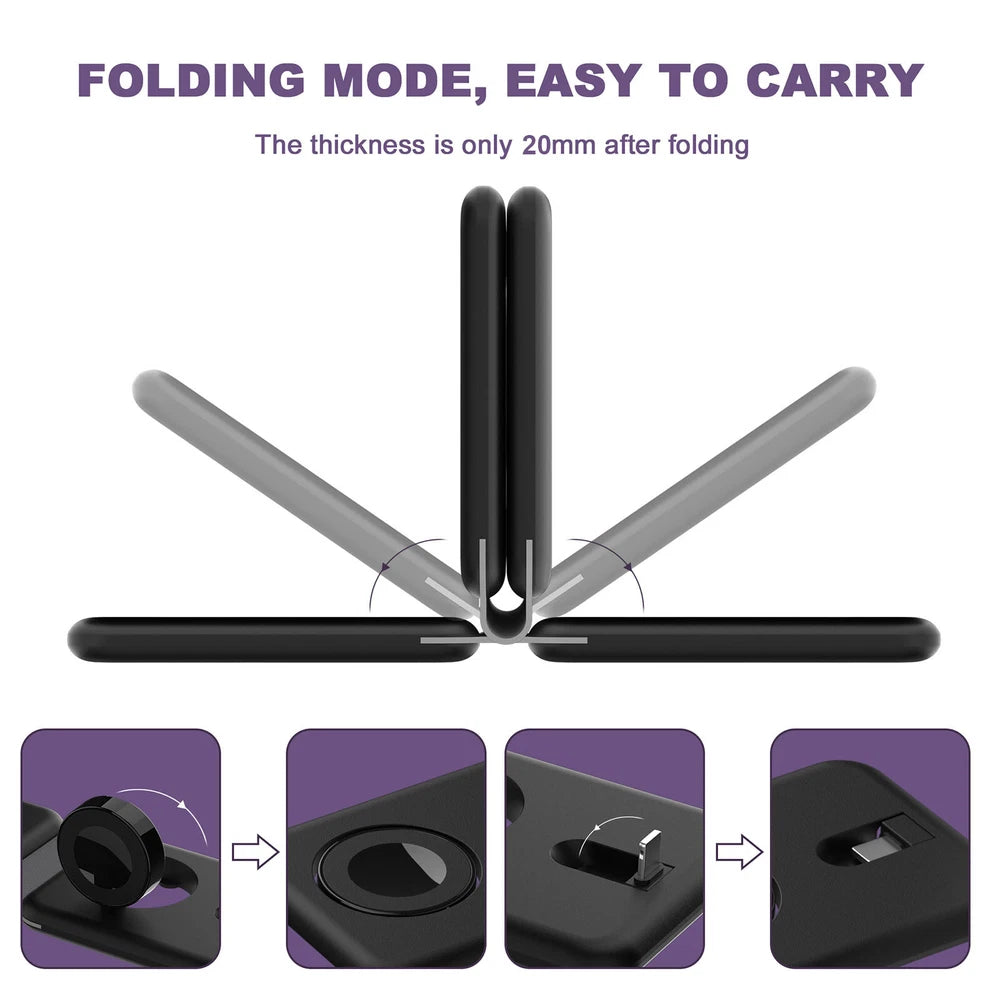 3in1 Wireless Charger Dock Charging Station For Apple Watch iPhone 16 15 14 13 X