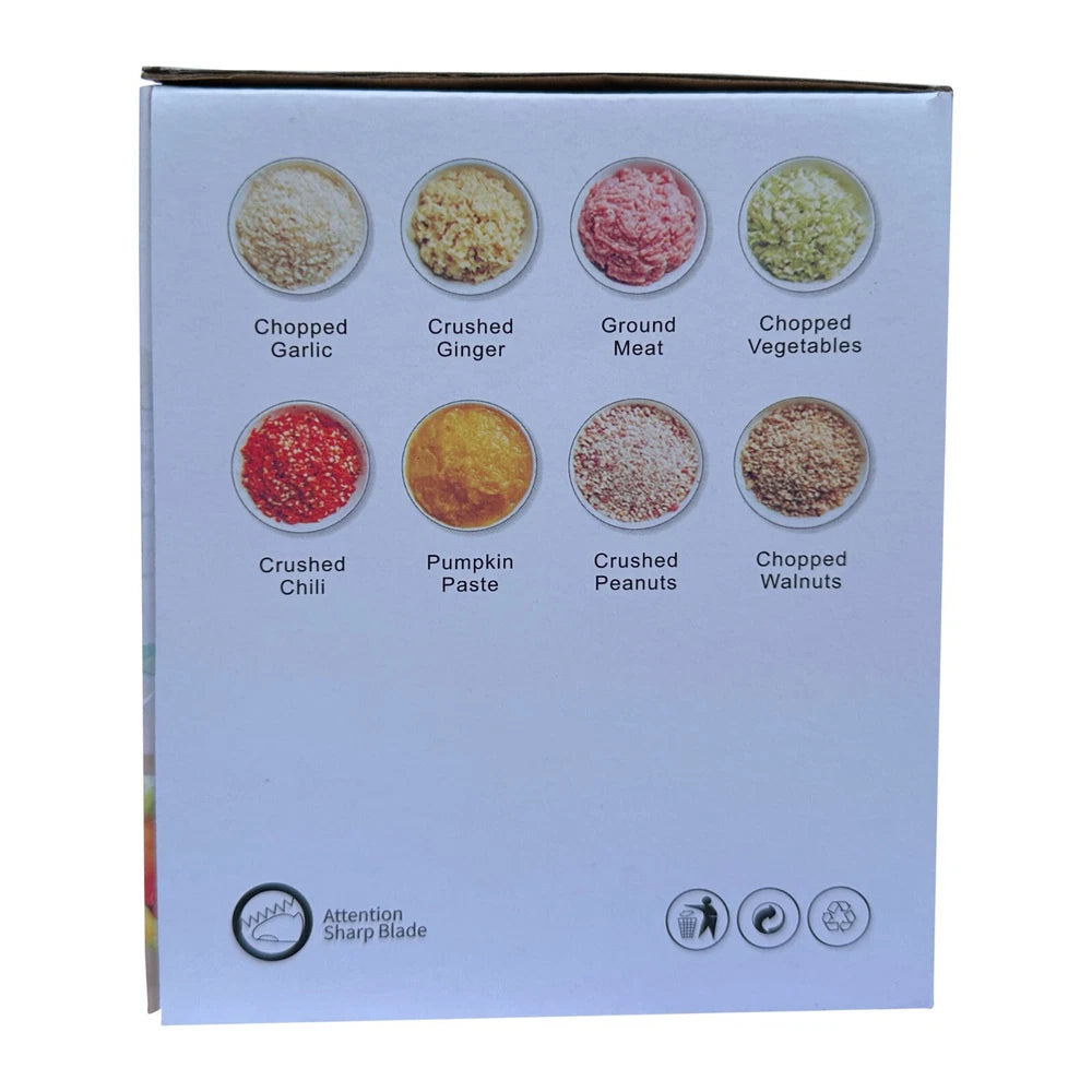 Vegetable Chopper Manual Pulling Food Slicer Hand Blender Kitchen Tool - White