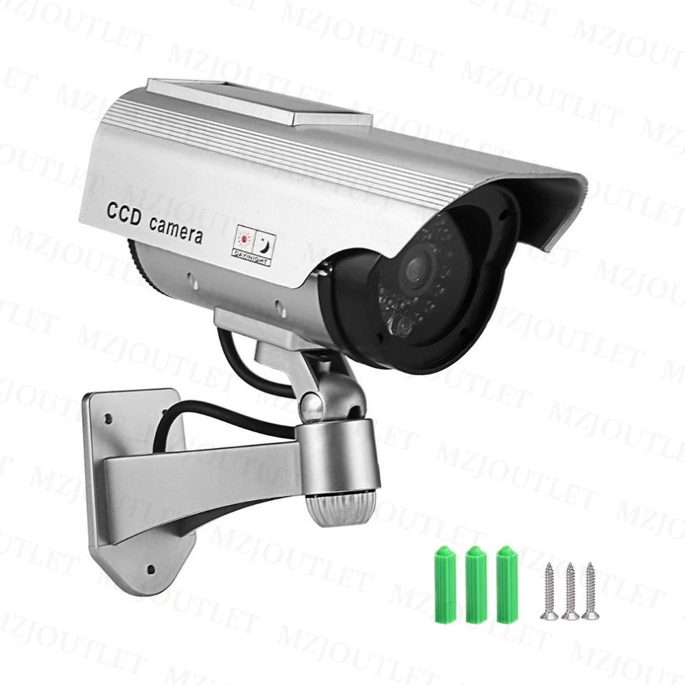 1/2 Dummy Security Camera Solar Powered CCTV Surveillance Bullet Cam Fake IR LED
