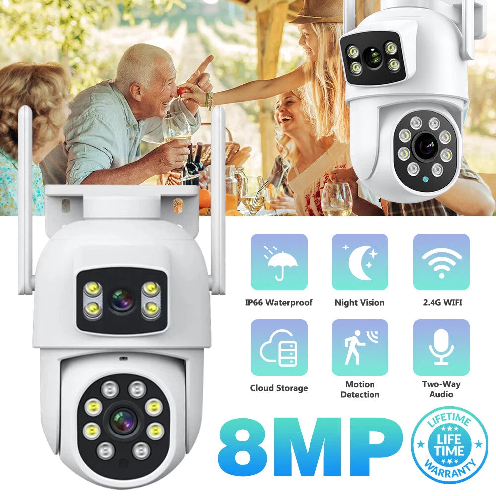 Wireless 4K IP Camera WIFI Outdoor CCTV HD PTZ Smart Home Security IR Cam 8MP