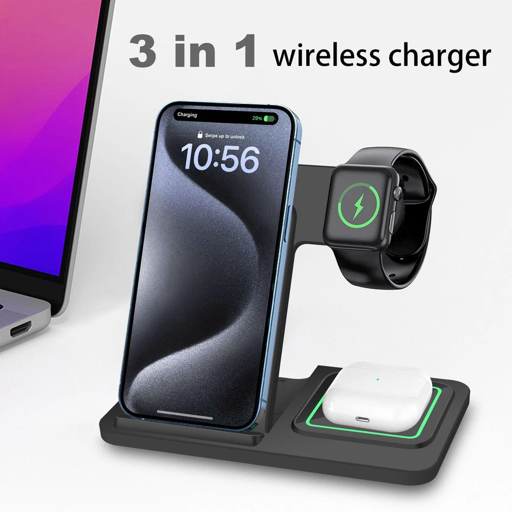 3in1 Wireless Charger Dock Charging Stand For Apple Watch Ultra 9 8 iPhone 16 15