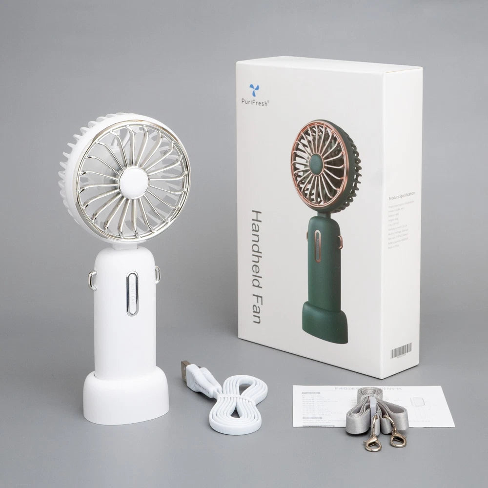 Portable Rechargeable Handheld Fan - Small Quiet Personal Cooler Powered Desk