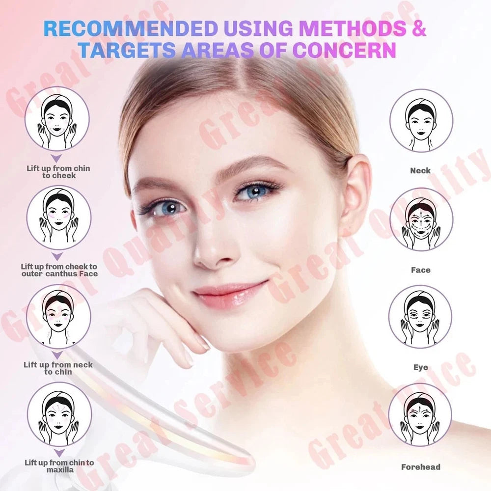 7 Colours Neck Face Lifting Massager skin Tighten Device LED Anti Wrinkle Beauty