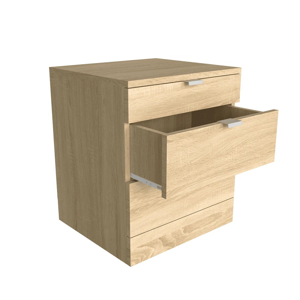 Modern 3 Drawers Bedside Table with Shelf Nightstand Bedroom Furniture Storage