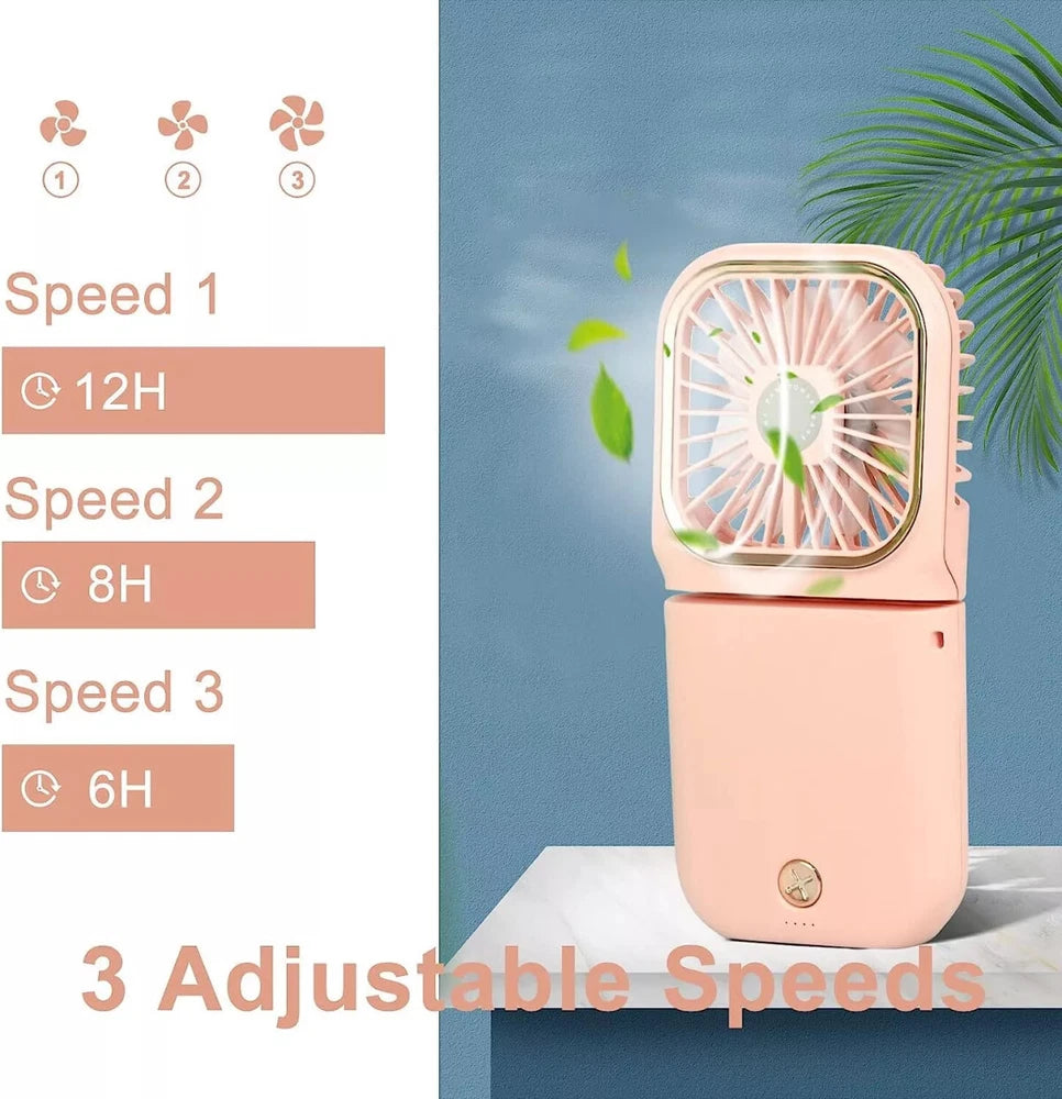 Mini Hand-held Fan， Portable Folding Desk Fan Cooler Cooling USB Rechargeable UK