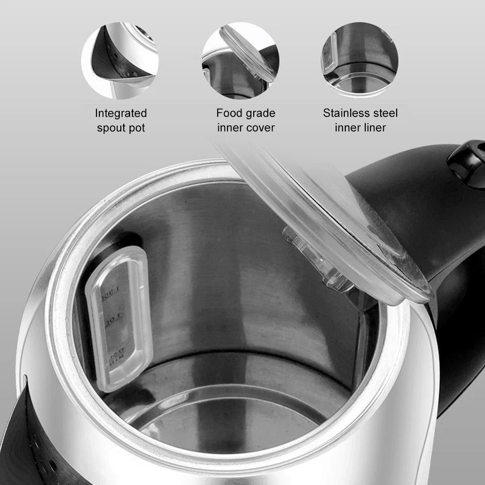 1.7L Electric Kettle Quiet Fast Boil Stainless Steel Jug Overheat Protect 2200W