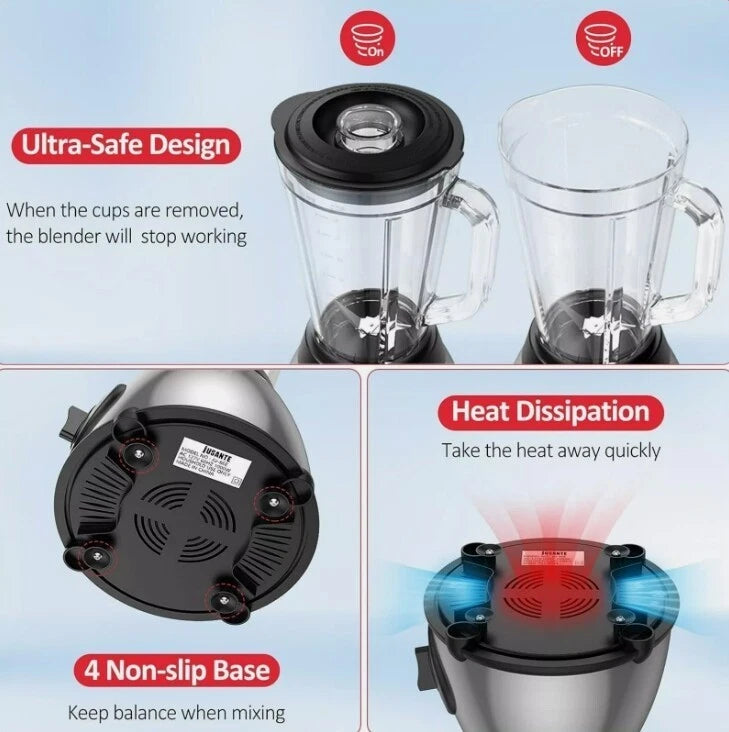 1.5L Blender Smoothie Maker Ice Crusher Mixer Milk Shake Fruit Juicer Vegetables