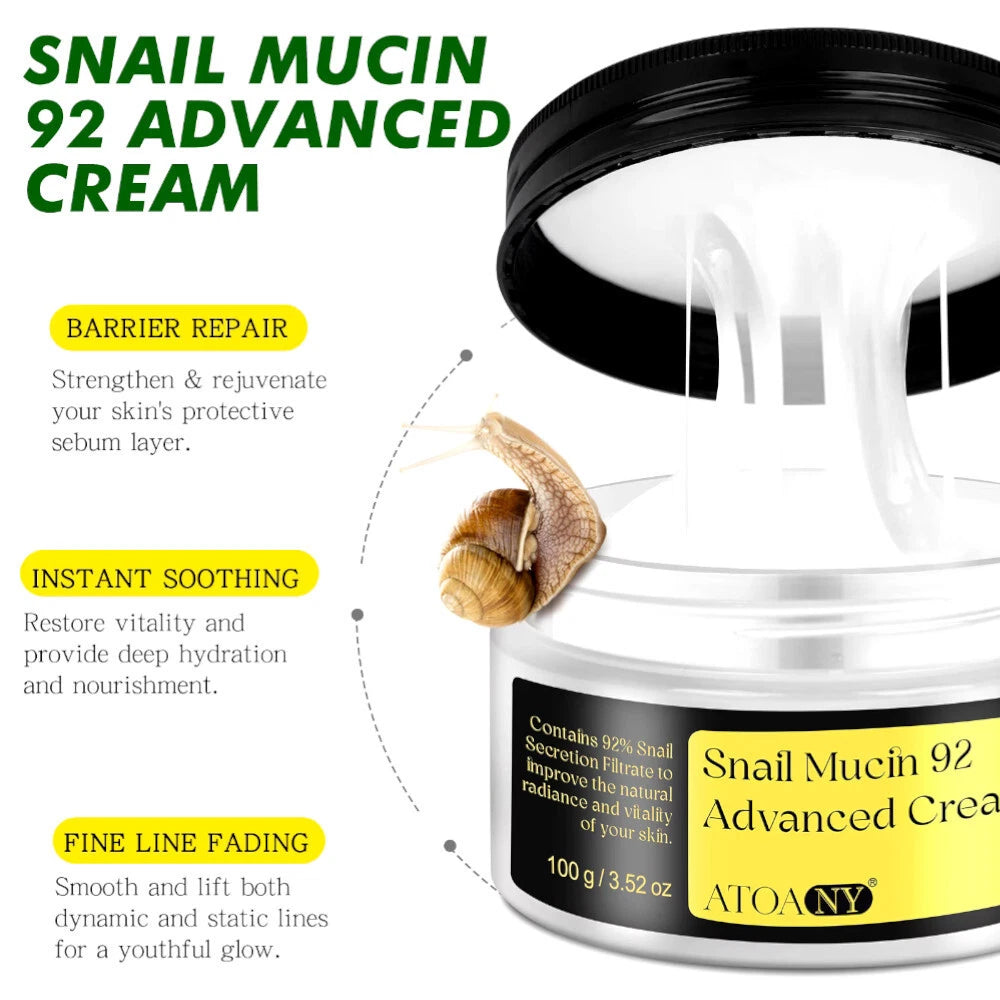 Snail Cream, Snail Mucin 92 Advance Cream, All-in-One Cream - 100ml