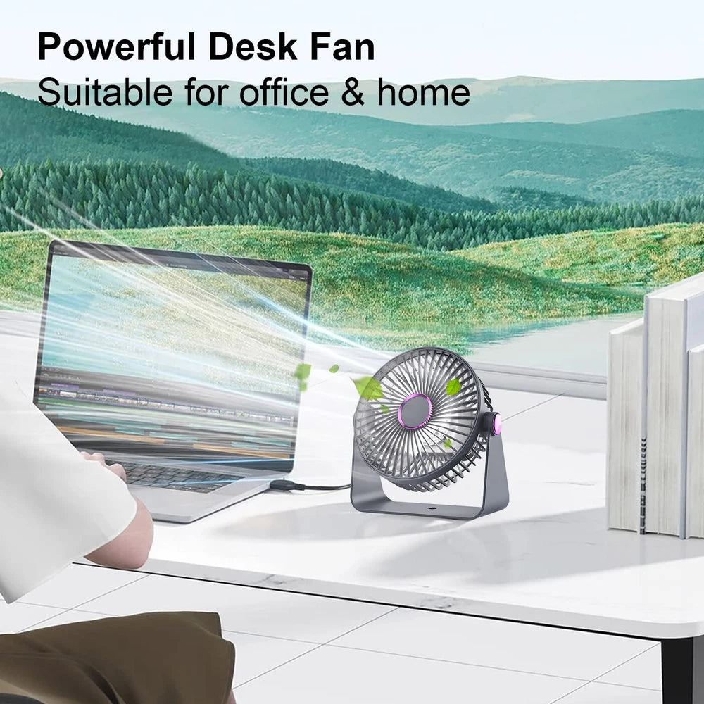 UK 5.9Inch Mini USB Rechargeable Desk Fan Portable Small Quiet Table Cooling Fan
