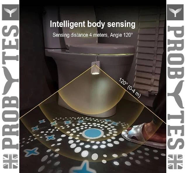 Rechargeable Toilet Bowl Night Light 16 Color LED USB-C PIR Sensor Bathroom Lamp