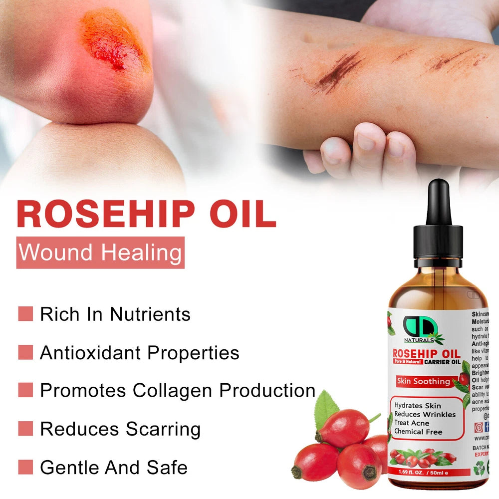 Rosehip Oil Certified Organic Skin Essential Oil Pure & Natural Best Facial Oil
