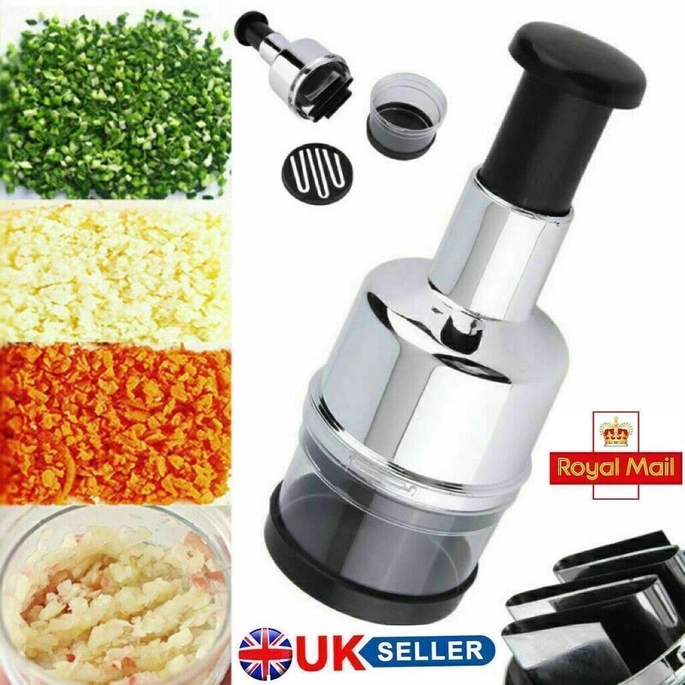 Manual Hand Press Garlic Onion Chopper Vegetable Food Chopper Processor Dicer UK