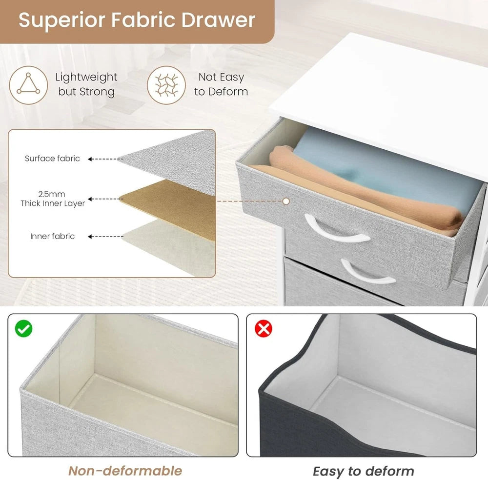 Chest of Drawers Bedroom Furniture Storage Bedside Cabinet 5 Drawers 6 Colours