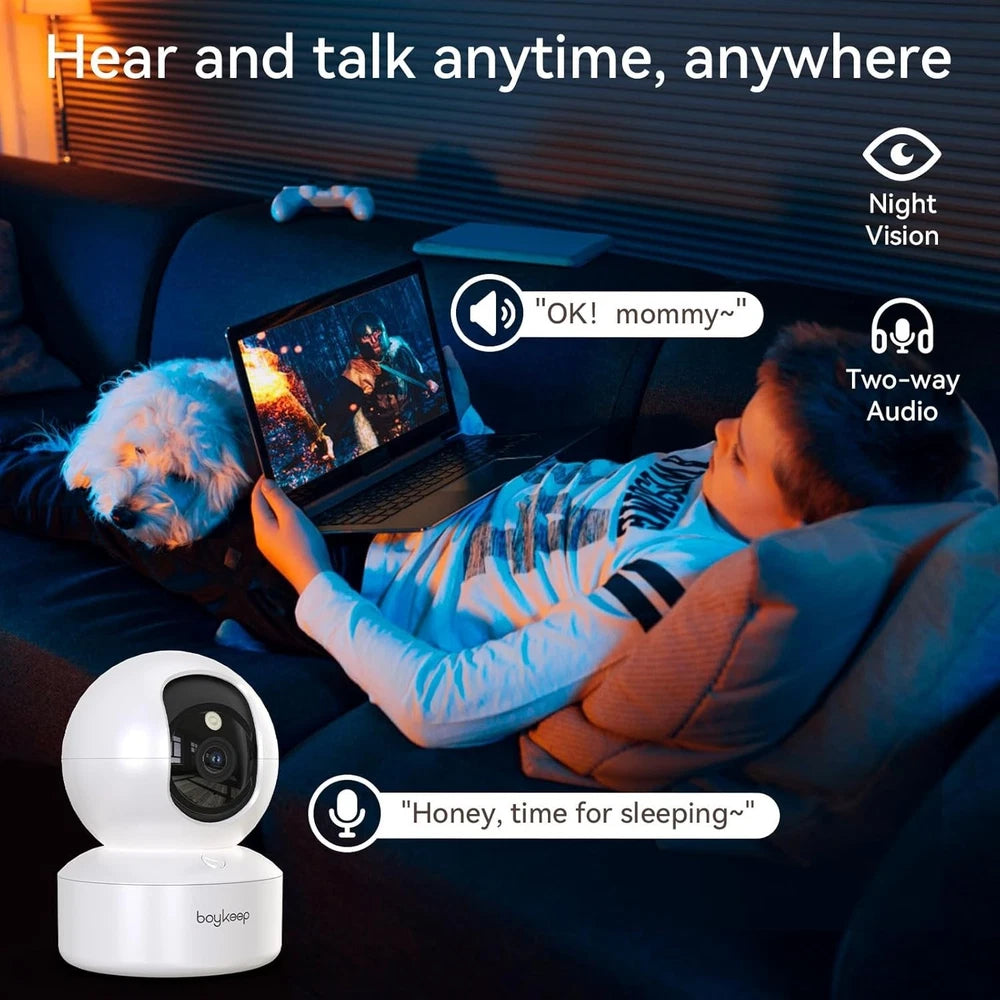 boykeep Security Camera 5G/2.4G Wireless WIFI Indoor Night Vision Wired Cam 2K