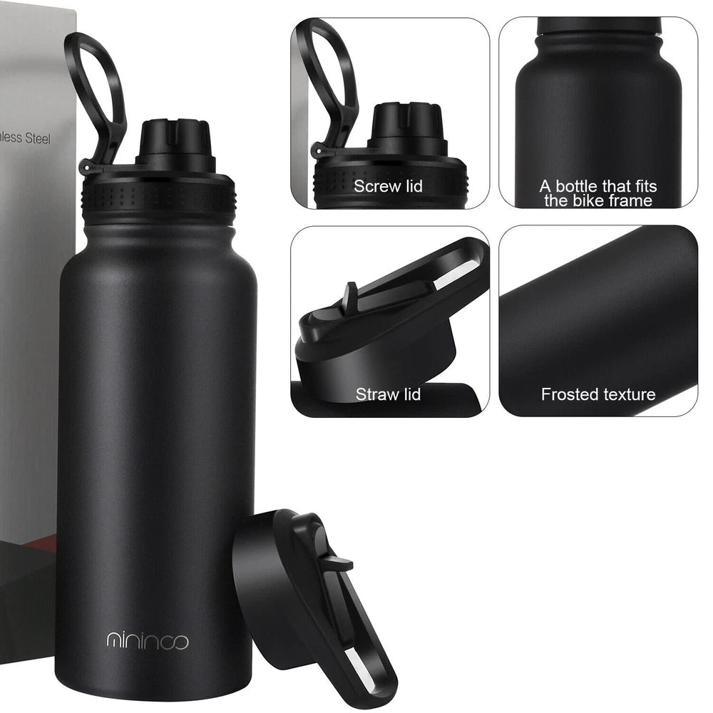 1L Insulated Sport Bottle Stainless Steel Water Bottle Leak Proof Vacuum Flask