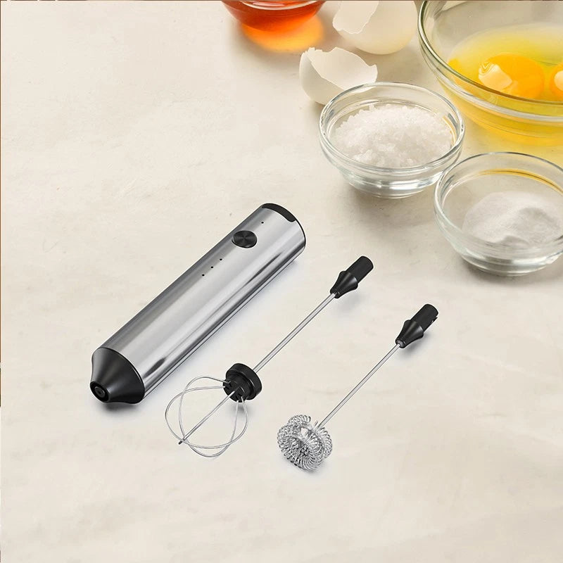 Electric Milk Frother 2 in 1 Egg Whisk Mixer Beater Latte Coffee Kitchen 3 Speed