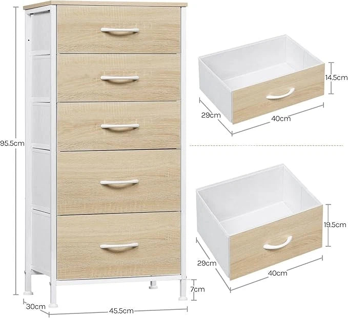 Chest of Drawers Bedroom Furniture Storage Bedside Cabinet 5 Drawers 6 Colours
