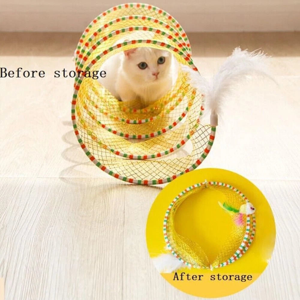 Stretchable Cat Coil Tunnel Toys Foldable Pet Interactive Toy Coil Spiral Toy