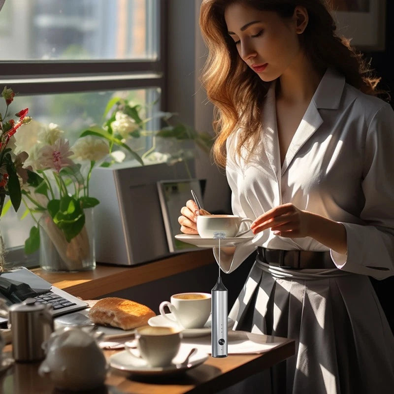 Electric Milk Frother 2 in 1 Egg Whisk Mixer Beater Latte Coffee Kitchen 3 Speed